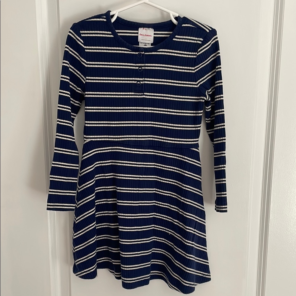 Hanna Andersson Navy and White Striped Dress